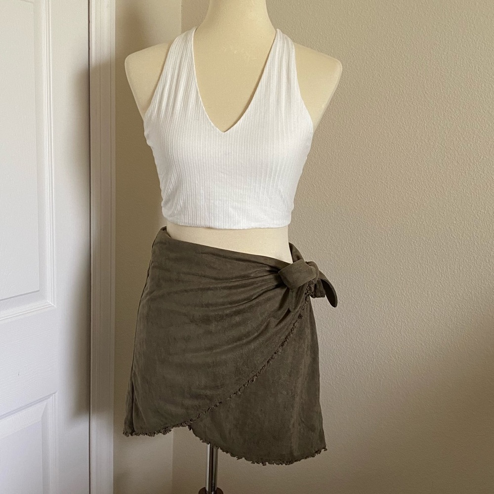 Lulus Faux Suede Wrap Skirt